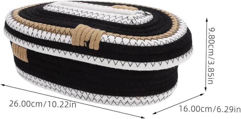 غطاة صندوق المناديل المنسوجة يدوياً من حبل القطن، حامل زينة الحمام بلون البيج - Image 2